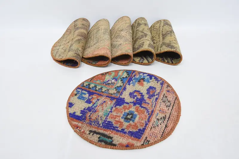 Böhmisches Tischset in Blau und Beige, 76,2 cm breite Tischdekoration