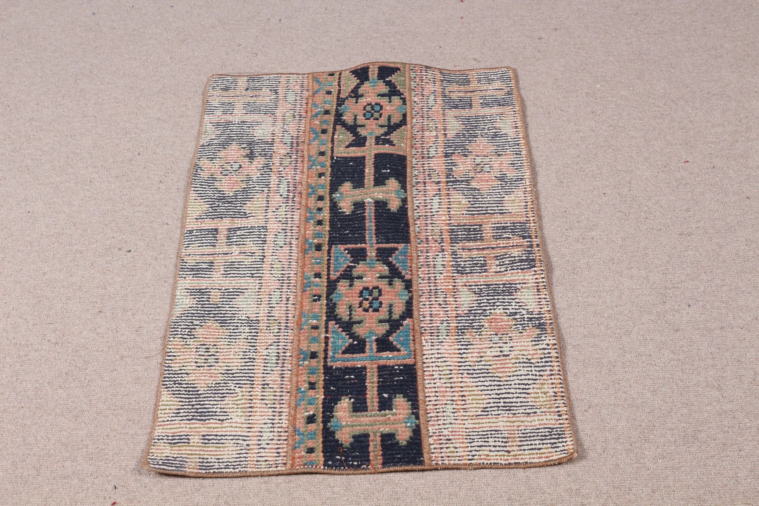Turkish Vintage Rug, 2x3.2 ft Small Rug, Blue Ombré Rug - 1