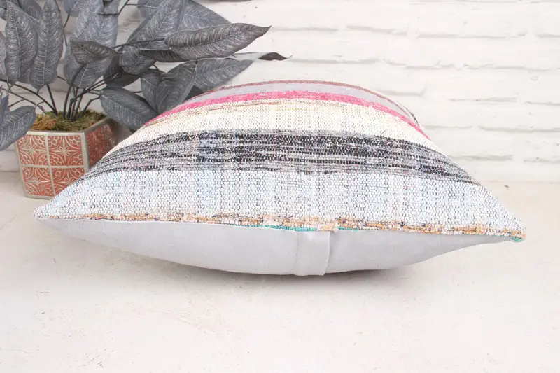 Pillow for Sofa, Bolster Cushion Cover, Boho Pillow, Office Chair Pillow Case, 18x18 White Cushion, Pillow Sham, Throw Kilim Pillow - 5
