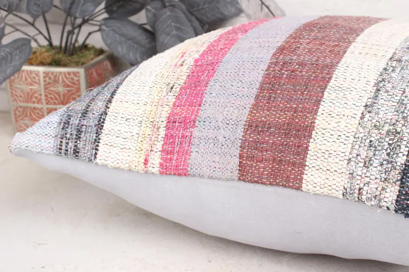 Pillow for Sofa, Bolster Cushion Cover, Boho Pillow, Office Chair Pillow Case, 18x18 White Cushion, Pillow Sham, Throw Kilim Pillow - 7
