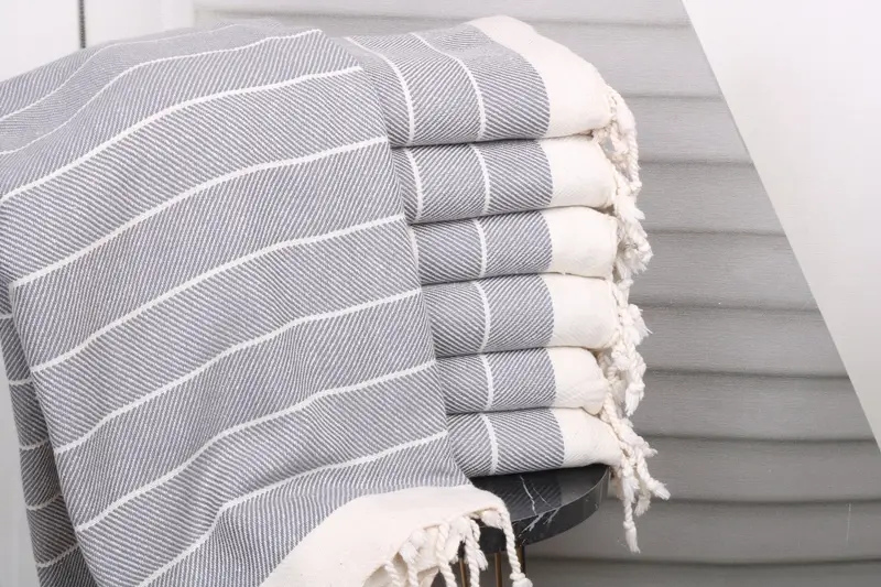 Personalized Beach Towel Dark Gray Monogrammed Cotton, 40x71 Inches