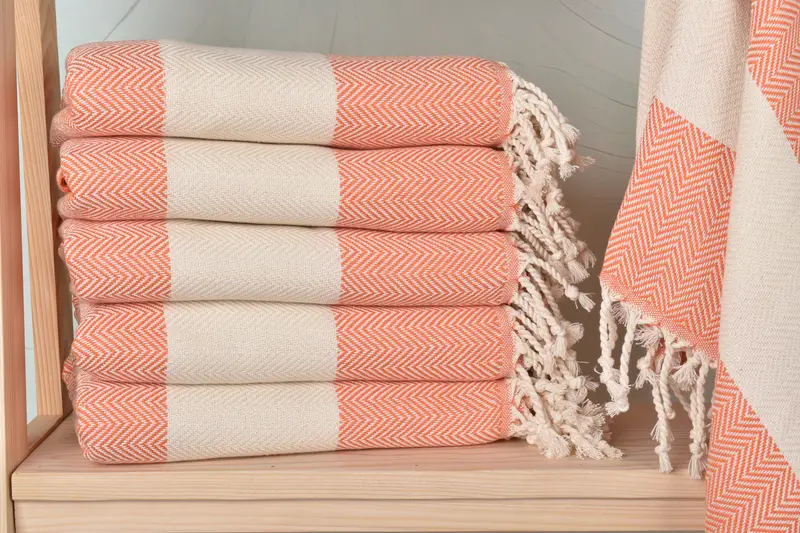 Girl Trip Personalized Turkish Towel, Orange Chevron, 40x71 Inches