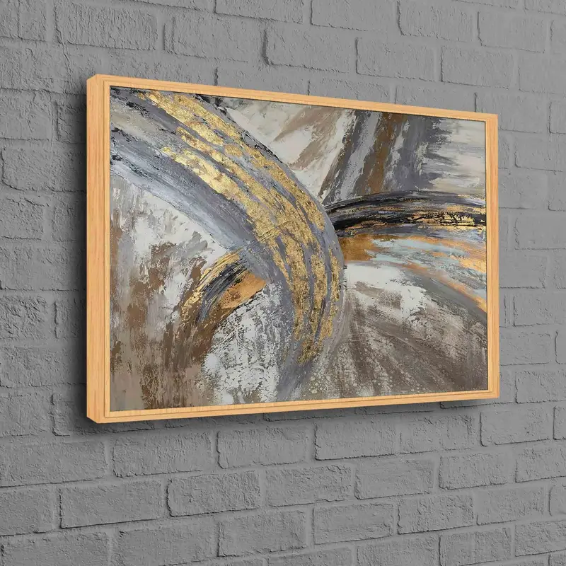 Lüks Mermer Soyut Kanvas: Çağdaş Altın ve Gümüş Sanatsal Reprodüksiyon