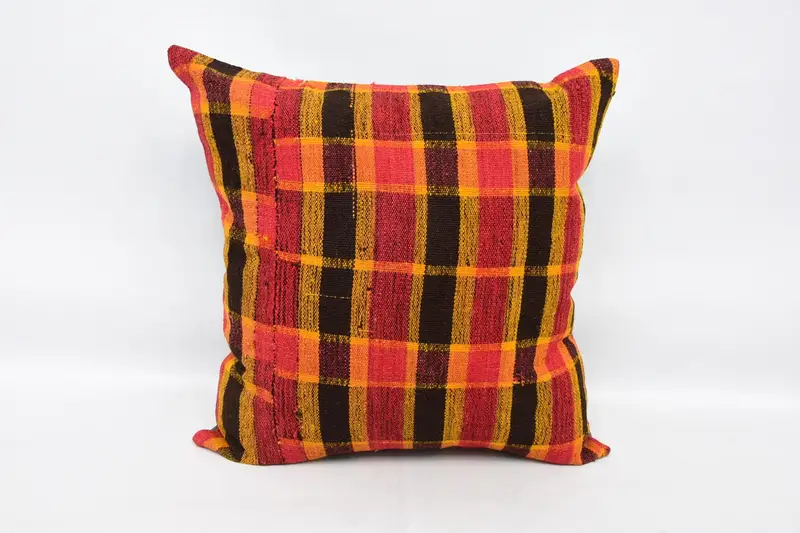 Quadratischer karierter Kissenbezug, Wollgeschenk, 60 x 60 cm, rote Kissenbezüge - 1