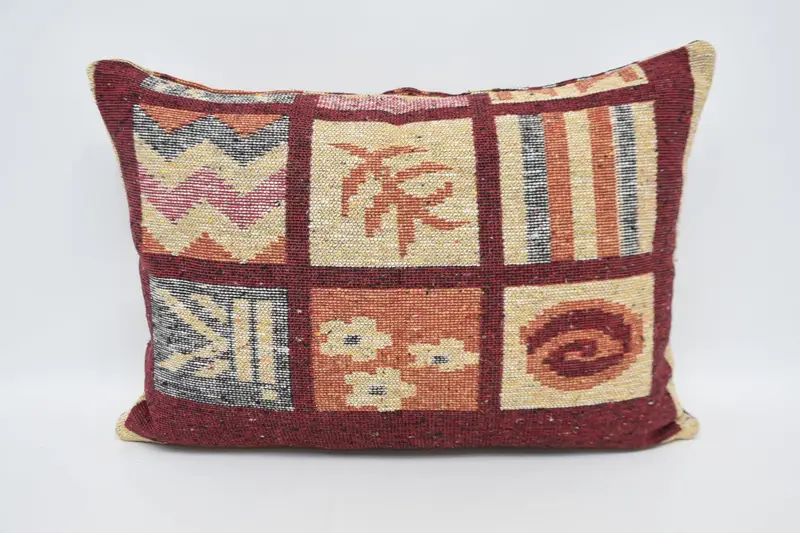 Bolster Pillow, 20x28 Red Pillow Sham, Cushion Case, Kilim Cushion Sham, Ethnical Kilim Rug Pillow, Boho Pillow Sham Cover, Farmhouse Pillow Cover - 5