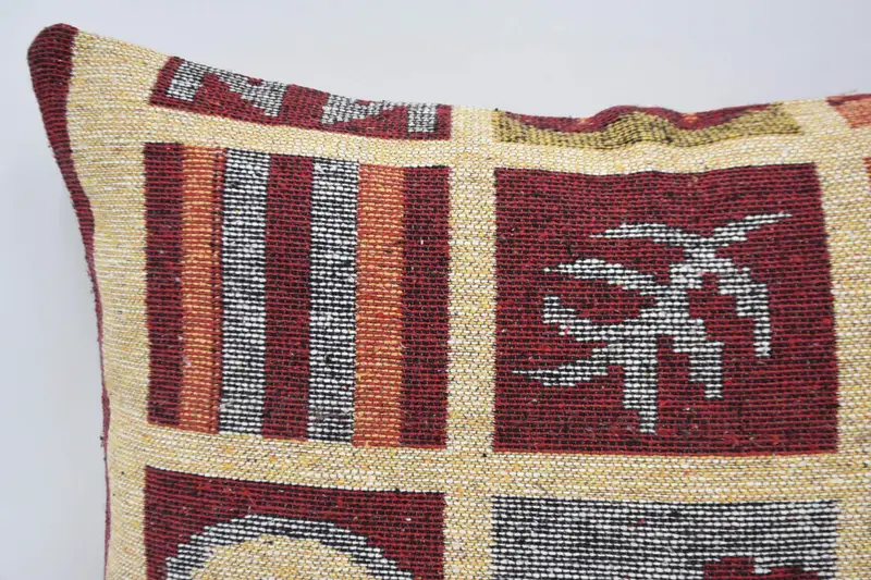 Bolster Pillow, 20x28 Red Pillow Sham, Cushion Case, Kilim Cushion Sham, Ethnical Kilim Rug Pillow, Boho Pillow Sham Cover, Farmhouse Pillow Cover - 2