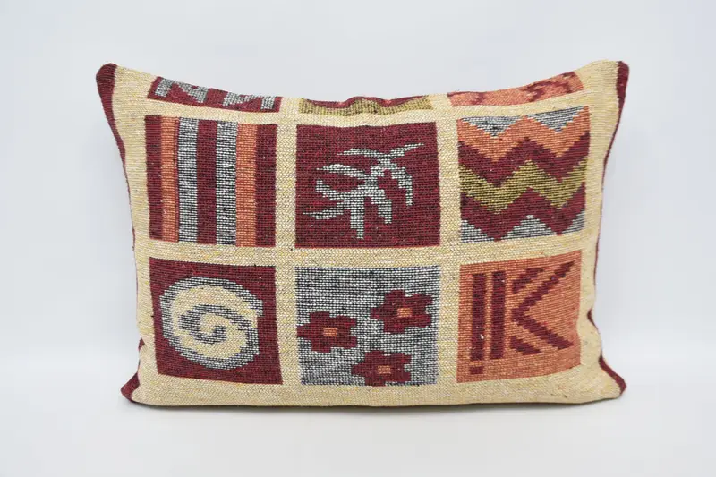Bolster Pillow, 20x28 Red Pillow Sham, Cushion Case, Kilim Cushion Sham, Ethnical Kilim Rug Pillow, Boho Pillow Sham Cover, Farmhouse Pillow Cover - 1