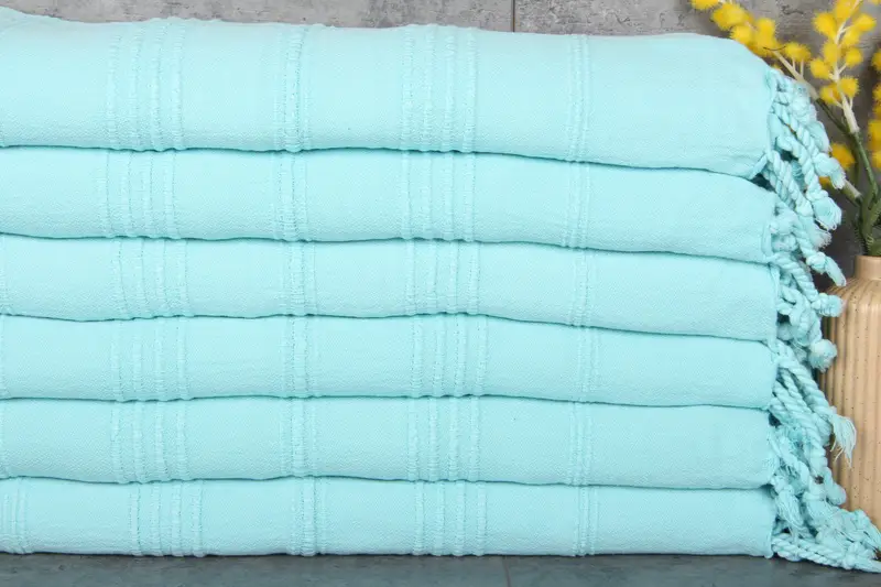 Personalized Turquoise Striped Bath Towel, 36x67 Inches