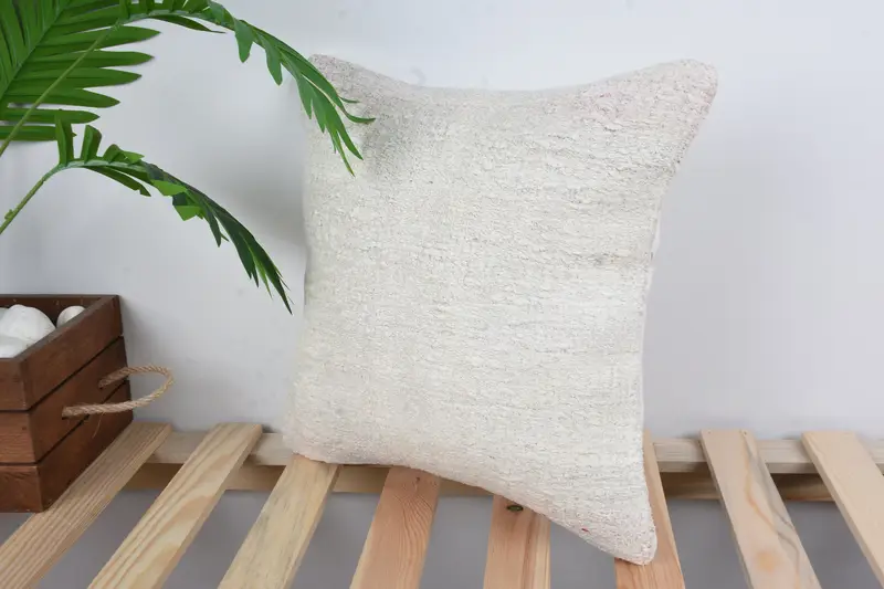 Pillow for Couch, Handmade Kilim Cushion, Cushion Cover, 14x14 White Cushion Case, Pillow for Sofa, Art Deco Cushion, Farmhouse Pillow Cover - 5