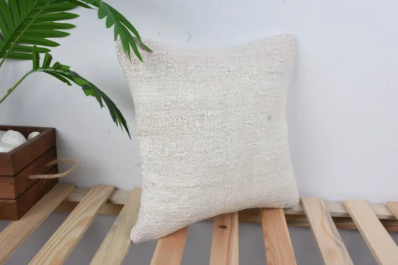 Pillow for Couch, Handmade Kilim Cushion, Cushion Cover, 14x14 White Cushion Case, Pillow for Sofa, Art Deco Cushion, Farmhouse Pillow Cover - 4