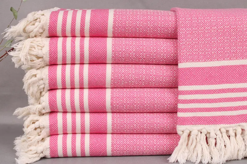 Monogram Dish Towel Pink Diamond, Kitchen & Tea Towel, Beige, 16x32 Inches