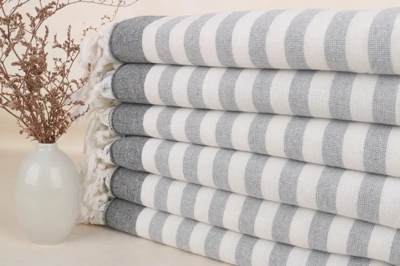 Turkish Bath Towel Black Terry, Organic Cotton, 40x67 Inches