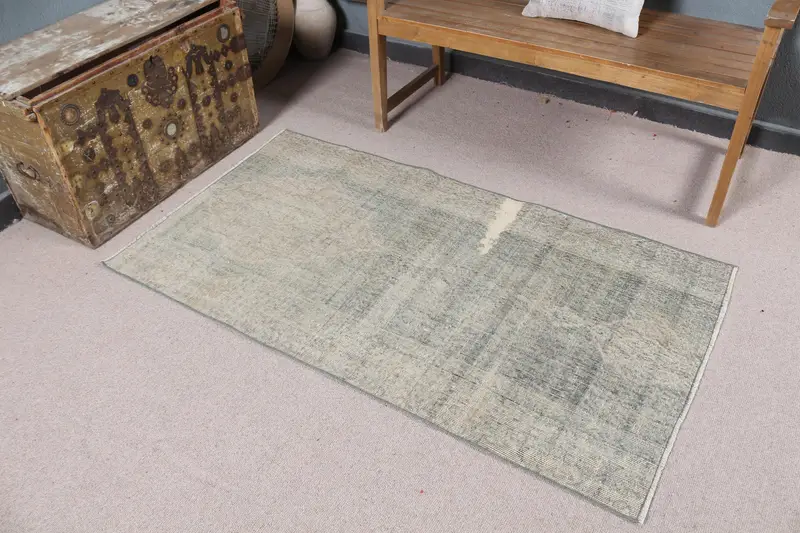 2.9x5.3 ft Türk Vintage Halısı, Accent Halısı, Oushak Gri Yün Halısı - 1
