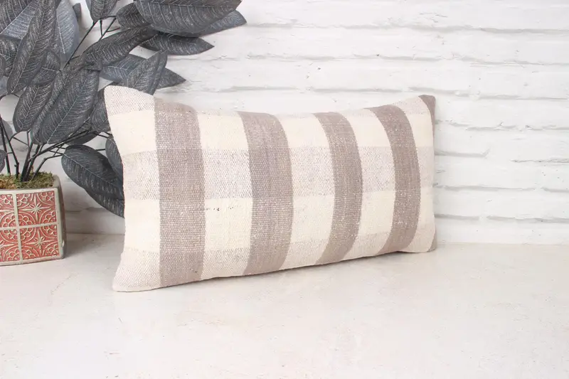 10x20 White Pillow Case, Boho Pillow Sham Cover, Ethnical Kilim Rug Pillow, Pillow Cover, Vintage Throw Pillow, Handmade Kilim Cushion - 3