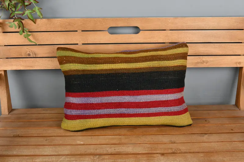 Kilim Cushion Sham, Gift Pillow, Aztec Pillow Cover, 16x24 Green Pillow Case, Home Decor Pillow, Ikat Pillow Sham, Cushion - 6