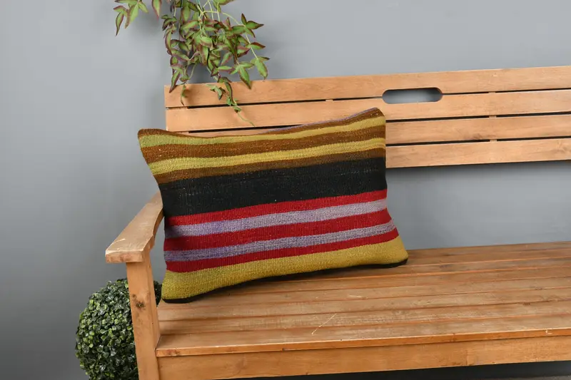 Kilim Cushion Sham, Gift Pillow, Aztec Pillow Cover, 16x24 Green Pillow Case, Home Decor Pillow, Ikat Pillow Sham, Cushion - 1