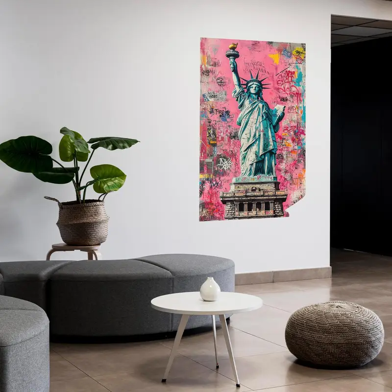 Tuval Baskı Soyut Moderni Pembe Kadın Barış Heykeli Heykel