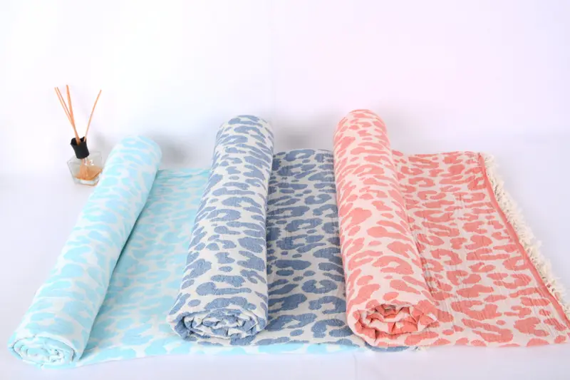 Turkish Blanket, Woven Blanket, Housewarming Gift, 96x80 Cotton Patterned Towel, Turkish Blanket Queen, Couch Throw, Beach Theme Wedding Gift - 5