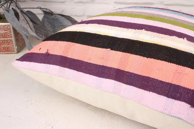 Kilim Rug Cushion, Turkish Kilim Pillow, Kilim Pillow Cover, Home Decor Pillow, Pillow Sham, Nautical Throw Pillow, 18x18 Purple Pillow Case - 6