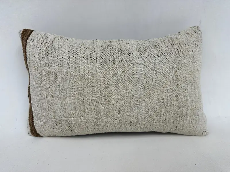 Cushion, Southwestern Pillow Sham, Seat Pillow, Kilim Pillow Cover, 12x20 White Cushion Cover, Pillow for Sofa, Interior Designer Pillow - 1