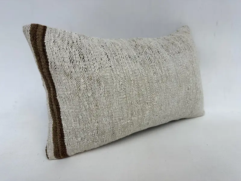 Cushion, Southwestern Pillow Sham, Seat Pillow, Kilim Pillow Cover, 12x20 White Cushion Cover, Pillow for Sofa, Interior Designer Pillow - 3