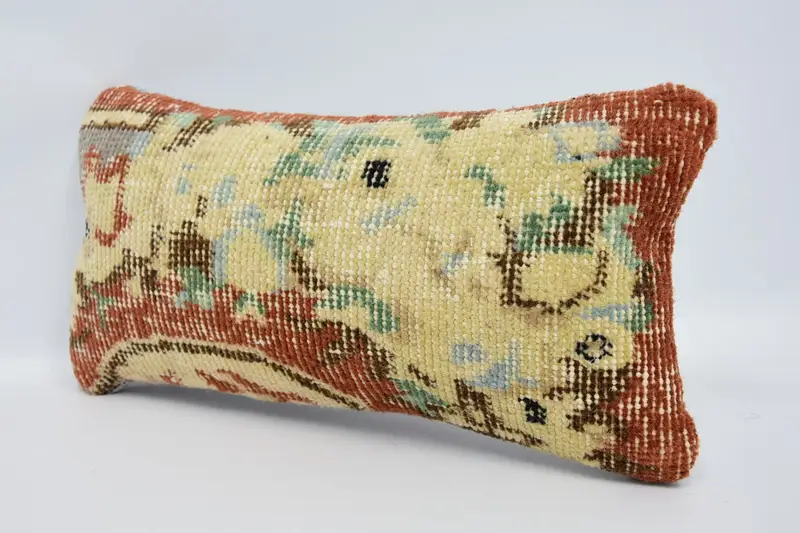 Turkish Pillow, Cozy Throw Cushion Cover, Chair Pillow Sham, Pillow, Boho Pillow Sham Cover, 8x16 Red Pillow Sham, Handmade Kilim Cushion - 4
