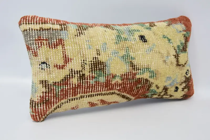 Turkish Pillow, Cozy Throw Cushion Cover, Chair Pillow Sham, Pillow, Boho Pillow Sham Cover, 8x16 Red Pillow Sham, Handmade Kilim Cushion - 3
