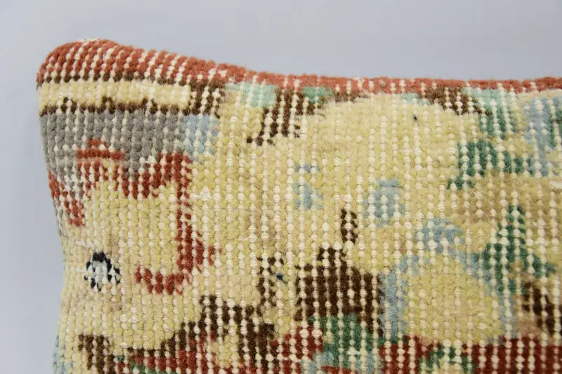 Turkish Pillow, Cozy Throw Cushion Cover, Chair Pillow Sham, Pillow, Boho Pillow Sham Cover, 8x16 Red Pillow Sham, Handmade Kilim Cushion - 2