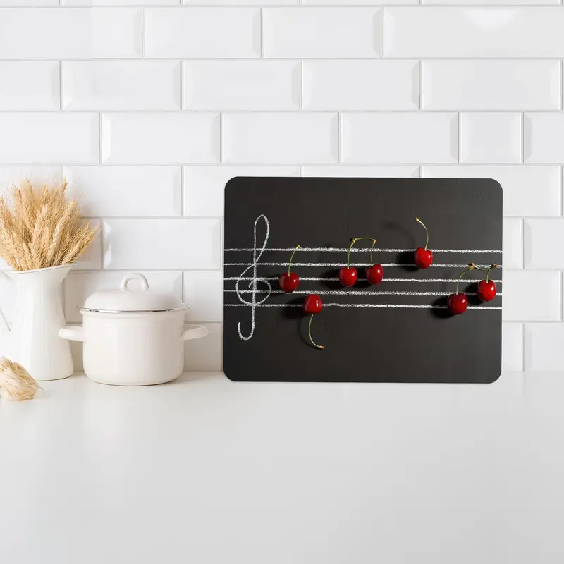 Trendy Kaymaz Ayaklı Modern Kiraz Cam Kesme Tahtası