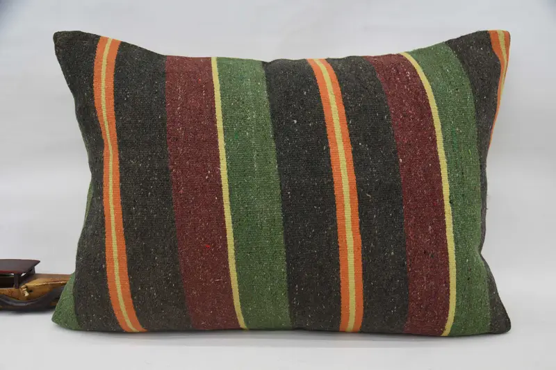 Cushion, Ethnical Kilim Rug Pillow, Boho Pillow Sham Cover, Vintage Kilim Pillow, 20x28 Green Cushion Case, Vintage Cushion Case - 4
