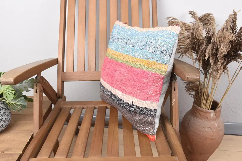 Designer Throw Pillow, 16x16 Pink Pillow Cover, Kilim Pillow, Cushion Cover, Garden Cushion, Pillow for Sofa, Antique Pillows - 3