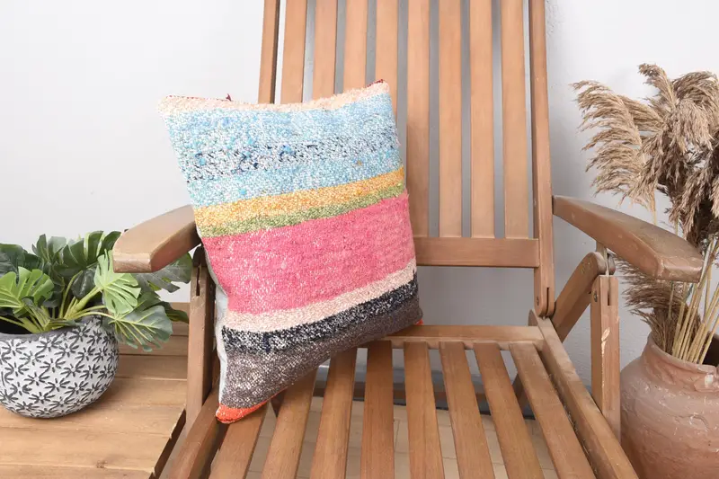 Designer Throw Pillow, 16x16 Pink Pillow Cover, Kilim Pillow, Cushion Cover, Garden Cushion, Pillow for Sofa, Antique Pillows - 2
