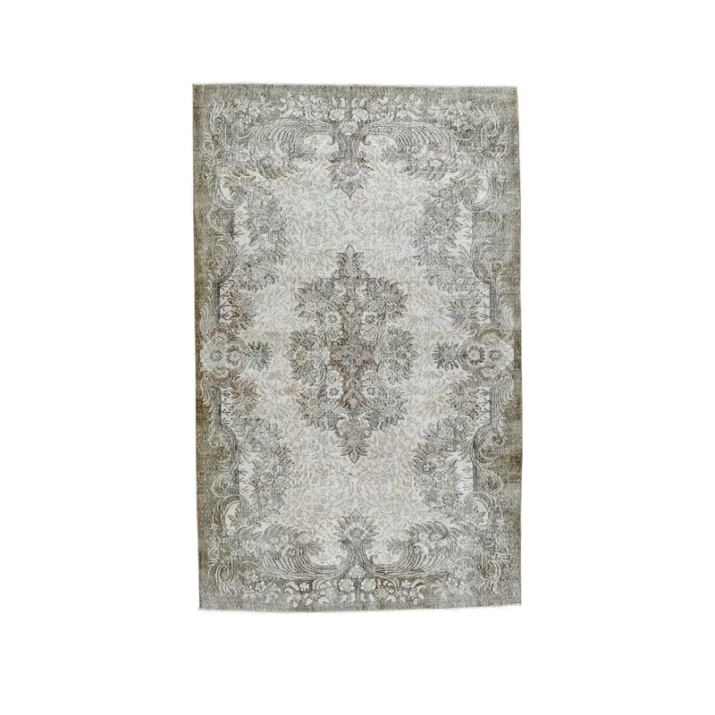 Türkischer Vintage-Oushak-Teppich, 189 x 304 cm, grauer Wollteppich - 1