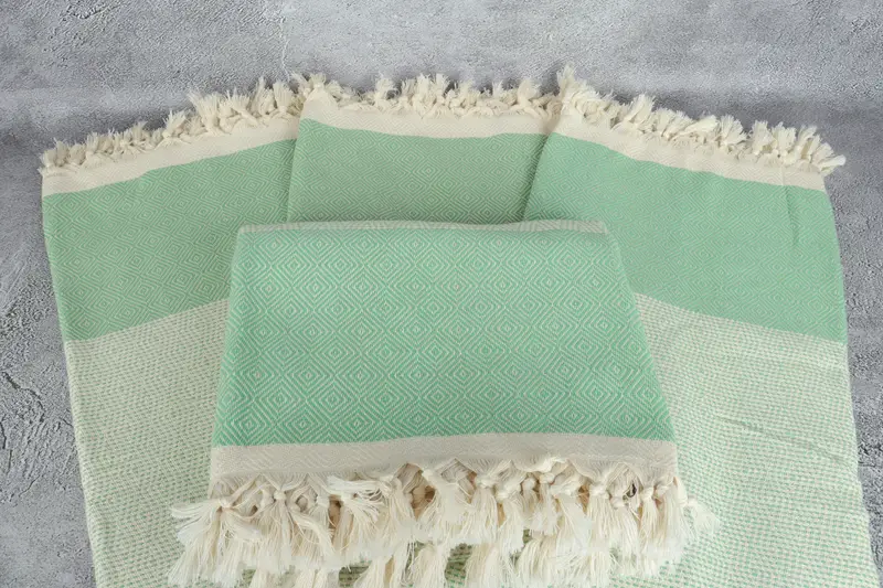 Gift For The Home Decor, Home Gift, Bridal Shower Gift, Turkish Beach Blanket, Bedspread, Monogram Blanket, 104x80 Cotton Diamond Towel - 4