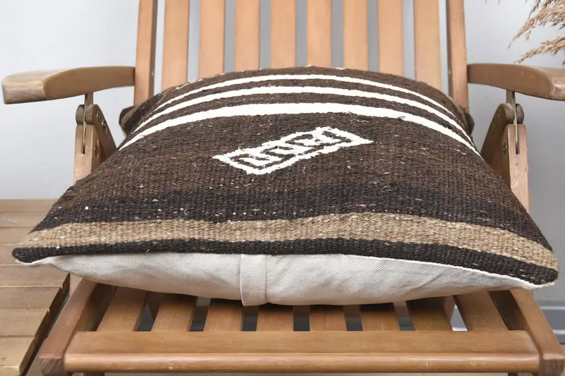 Home Decor Pillow, Handmade Throw Pillow Case, 20x20 Brown Pillow, Turkish Pillow, Boho Pillow Sham Cover, Pillow Cover - 5