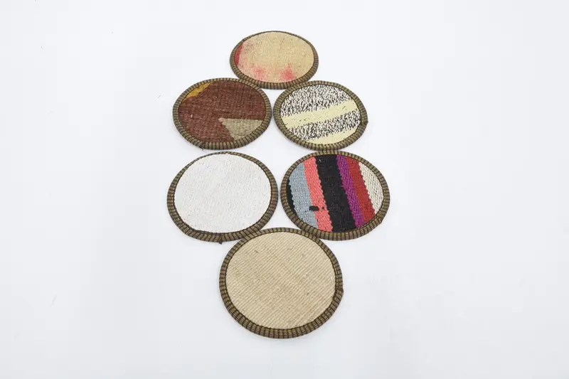 Bohemian Round Coaster, White and Brown Decorative Coaster