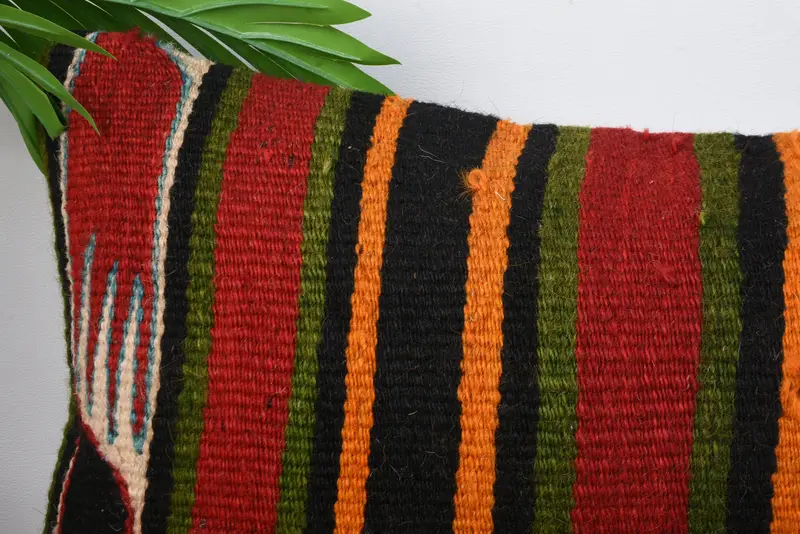 Ethnical Kilim Rug Pillow, 12x20 Red Cushion, Gift Pillow, Bench Pillow Case, Bed Pillow, Cushion Cover, Bed Pillow Case, Interior Designer Pillow - 2