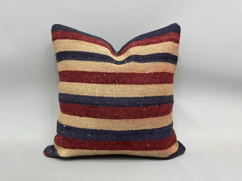 Vintage Kilim Pillow, Anatolian Cushion, Home Decor Pillow, Boho Pillow Sham Cover, Pet Pillow Case, Pillow Cover, 20x20 Beige Cushion - 1