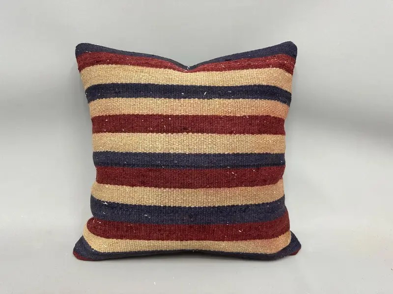Vintage Kilim Pillow, Anatolian Cushion, Home Decor Pillow, Boho Pillow Sham Cover, Pet Pillow Case, Pillow Cover, 20x20 Beige Cushion - 4