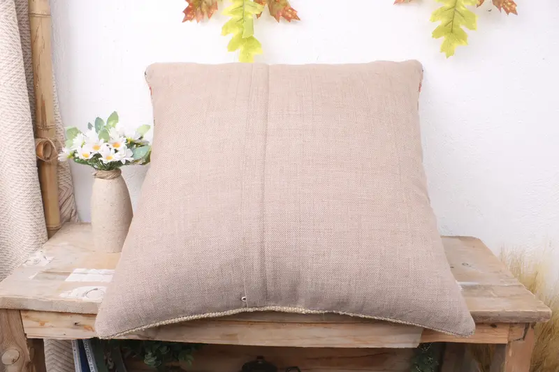 Ethnical Kilim Rug Pillow, Pillow Cover, Handwoven Pillow Sham, Handmade Kilim Cushion, Home Decor Pillow, 20x20 Beige Pillow Cover - 7