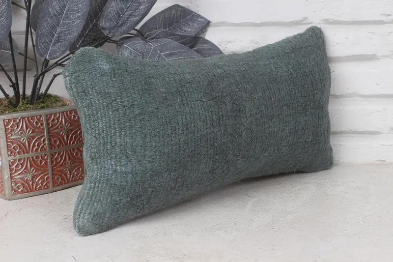 Handmade Rug Seat Pillow, Kilim Cushion Sham, Handmade Kilim Cushion, 8x16 Green Cushion Cover, Cushion, Ethnical Kilim Rug Pillow - 4