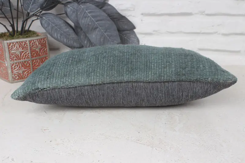 Handmade Rug Seat Pillow, Kilim Cushion Sham, Handmade Kilim Cushion, 8x16 Green Cushion Cover, Cushion, Ethnical Kilim Rug Pillow - 5