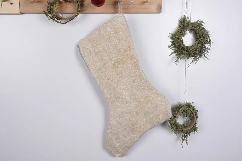 Patrón de adornos navideños, calcetín orgánico Kilim