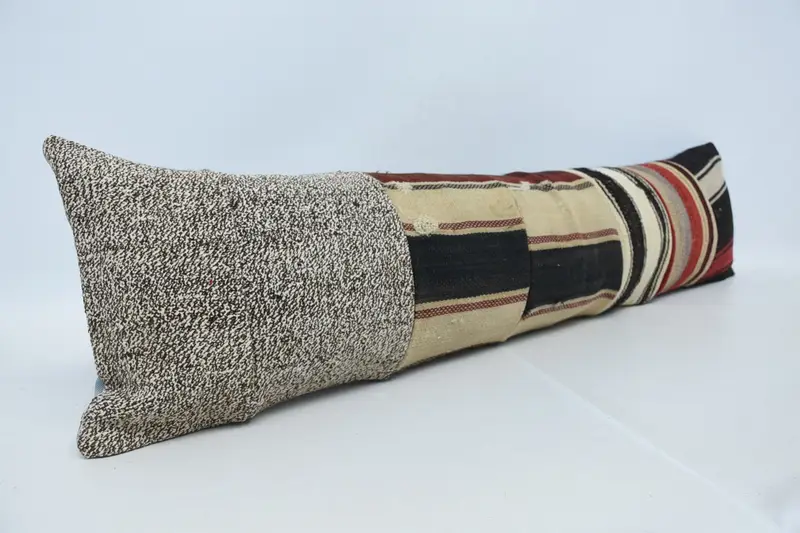 Tapestry Cushion Cover, 12x48 Brown Pillow, Throw Kilim Pillow, Pastel Pillow Sham, Turkish Kilim Pillow, Handmade Kilim Cushion, Pillow Case - 3