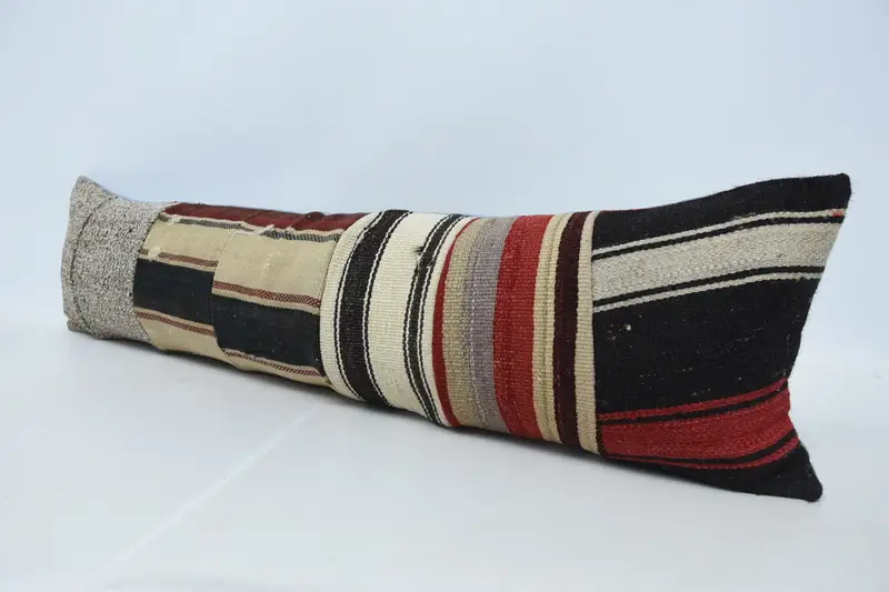 Tapestry Cushion Cover, 12x48 Brown Pillow, Throw Kilim Pillow, Pastel Pillow Sham, Turkish Kilim Pillow, Handmade Kilim Cushion, Pillow Case - 4