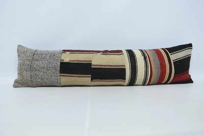 Tapestry Cushion Cover, 12x48 Brown Pillow, Throw Kilim Pillow, Pastel Pillow Sham, Turkish Kilim Pillow, Handmade Kilim Cushion, Pillow Case - 1