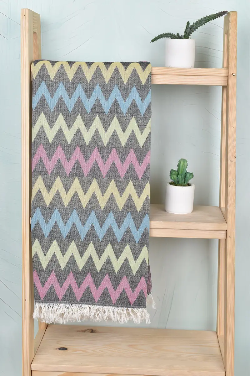 Beach Size Towel, Bridesmaid Proposal Gift, Organic Turkish towel, 70x40 Cotton Zigzag Design Towel, Turkish Towel USA, Personalized Wedding Gift - 8