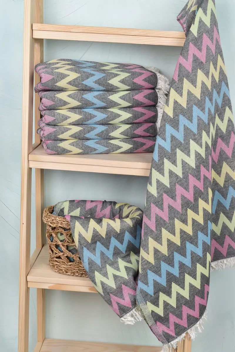 Beach Size Towel, Bridesmaid Proposal Gift, Organic Turkish towel, 70x40 Cotton Zigzag Design Towel, Turkish Towel USA, Personalized Wedding Gift - 3