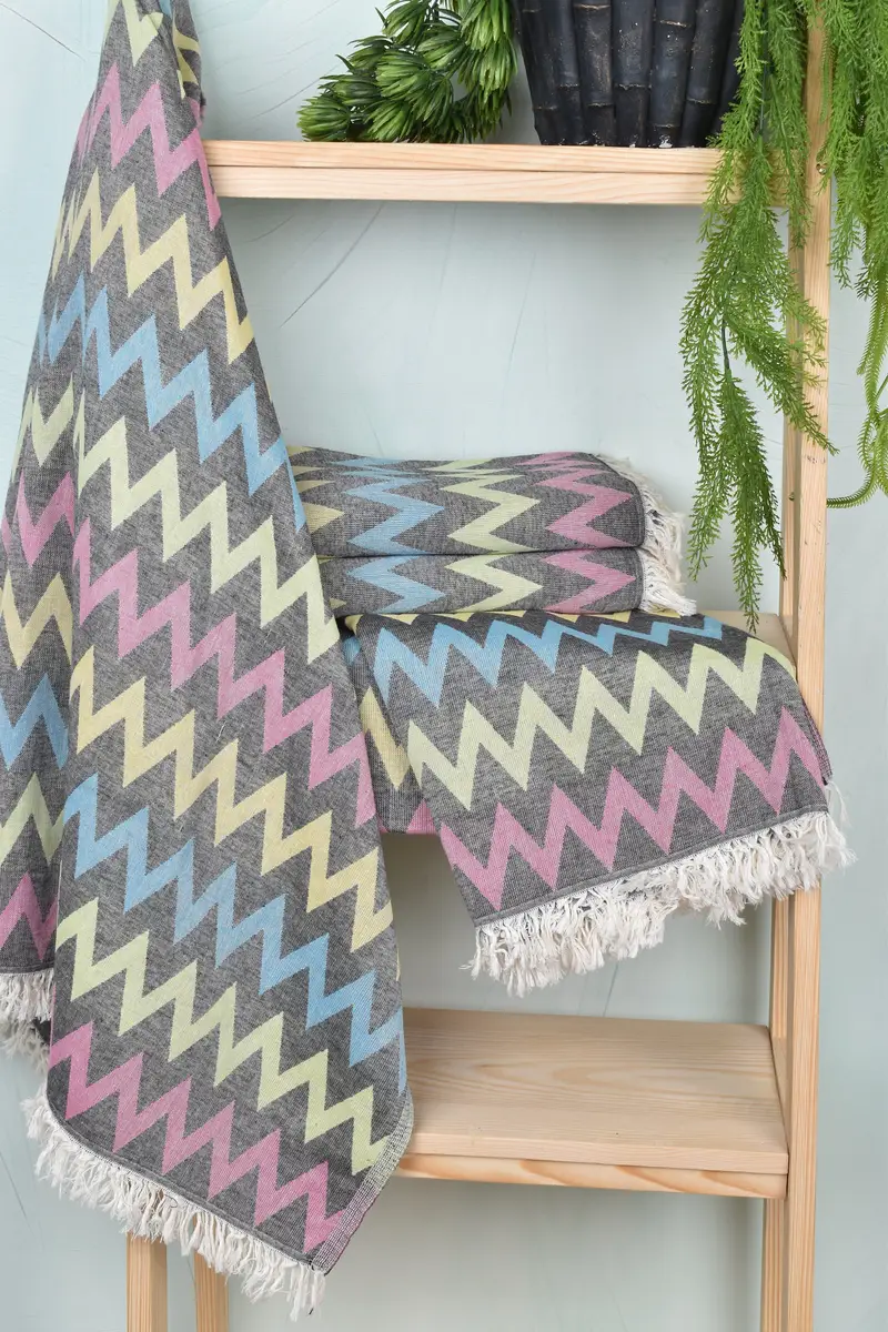 Beach Size Towel, Bridesmaid Proposal Gift, Organic Turkish towel, 70x40 Cotton Zigzag Design Towel, Turkish Towel USA, Personalized Wedding Gift - 6