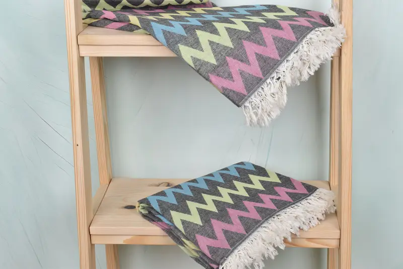 Beach Size Towel, Bridesmaid Proposal Gift, Organic Turkish towel, 70x40 Cotton Zigzag Design Towel, Turkish Towel USA, Personalized Wedding Gift - 5